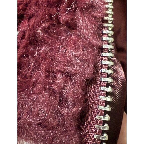 ASHLEY By 26 International Women’s Burgundy Fuzzy Jacket Size Medium - Picture 7 of 7